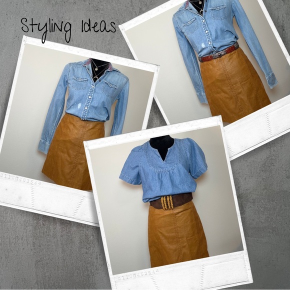 Free People Dresses & Skirts - Free People Vegan Leather Mini Skirt Caramel Brown Paneled Size 6